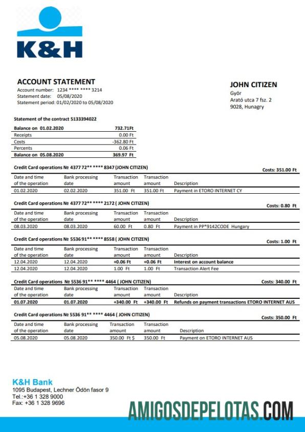 Exemplo do Banco K&H da Hungria